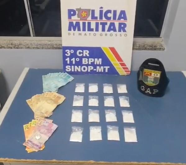 Polícia Militar prende faccionado por tráfico e apreende mais de R$ 3 mil.