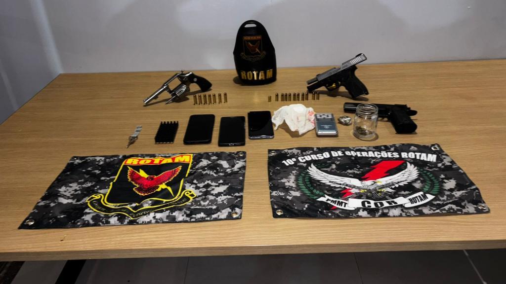 Rotam prende cinco faccionados com drogas e armas de fogo em Pontes e Lacerda.