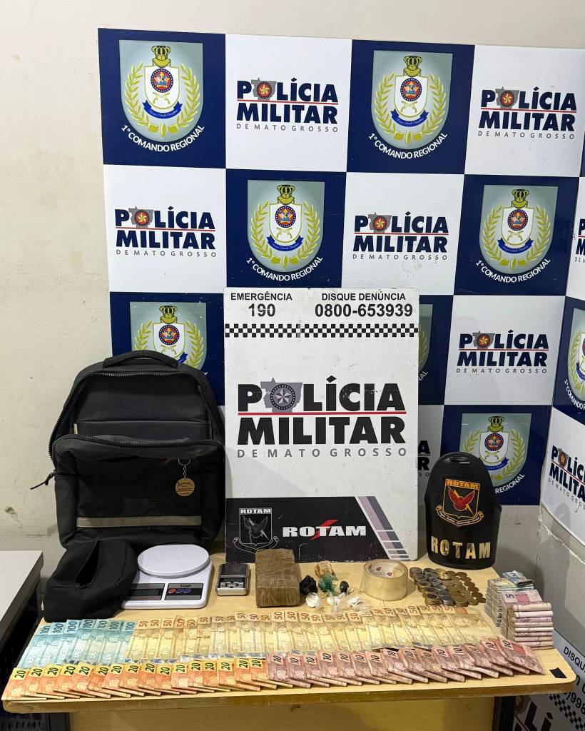 Rotam prende homem com drogas e R$ 6,3 mil em dinheiro.