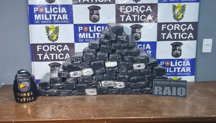 Força Tática apreende 66 quilos de maconha e causa prejuízo de R$ 300 mil ao crime.