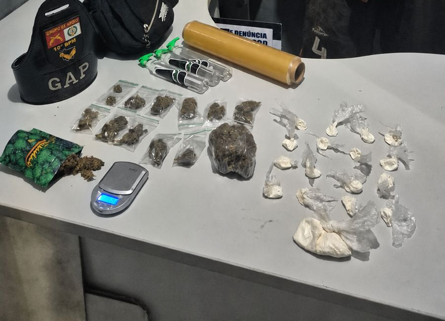 PM prende homem com maconha, cocaína e frascos de lança-perfume.