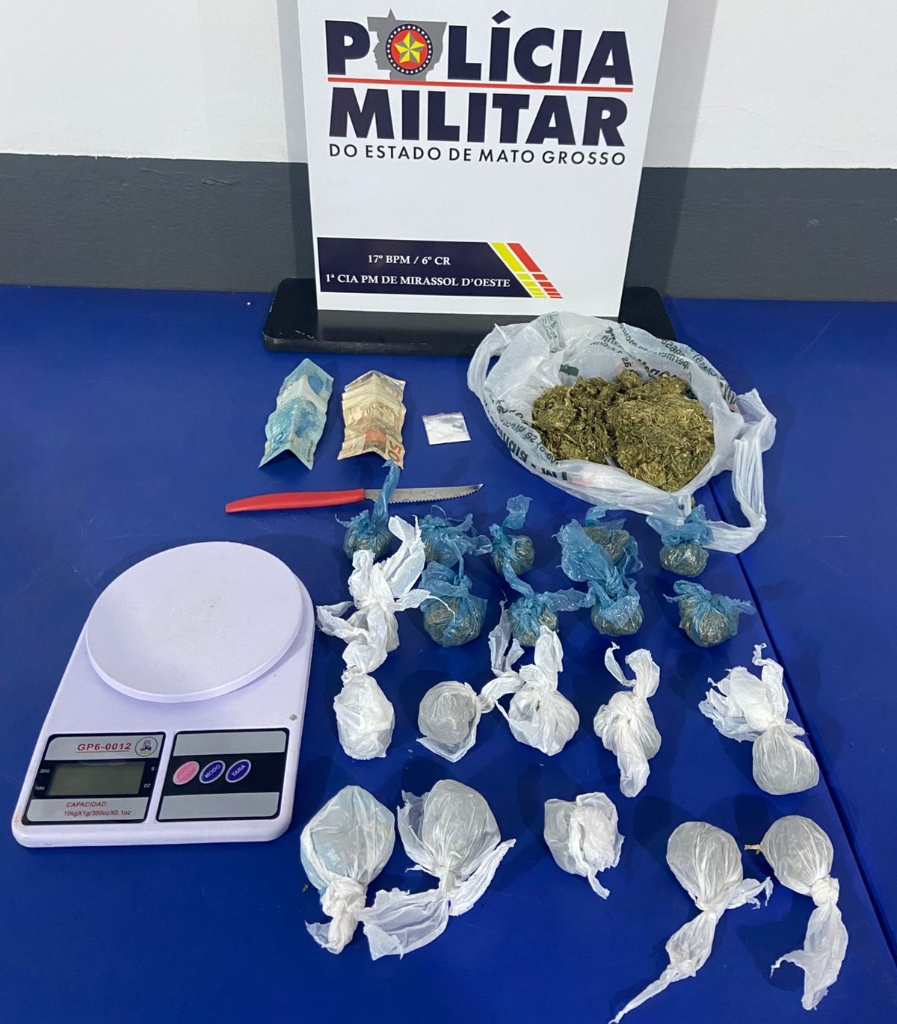 Polícia Militar conduz homem e adolescente faccionados por tráfico de drogas.