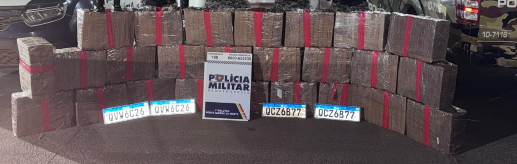 Polícia Militar e PRF apreendem 550 quilos de maconha.