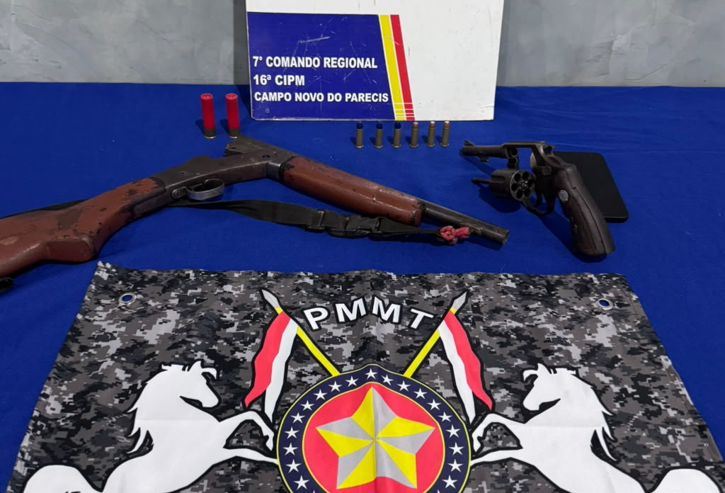 Cavalaria da PM prende faccionado com armas de fogo em Campo Novo do Parecis.