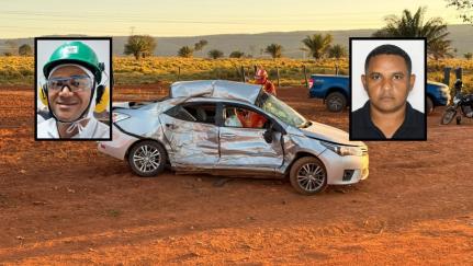 Dois trabalhadores de frigorífico morrem em grave acidente entre carro e carreta.