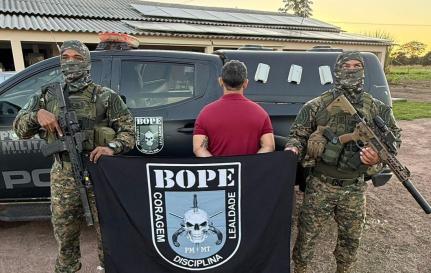 Foragido da Justiça Federal é preso pelo Bope durante operação no interior de MT.