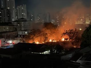 Incêndio em vegetação assusta moradores.