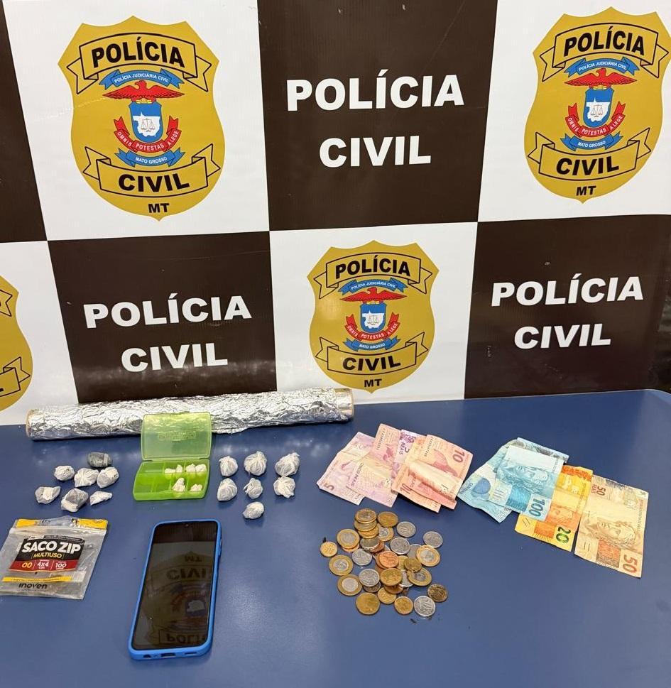 Polícia Civil prende autor de roubo e apreende drogas.