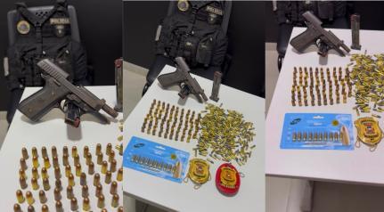 Polícia recupera arma furtava e apreende centenas de munições.