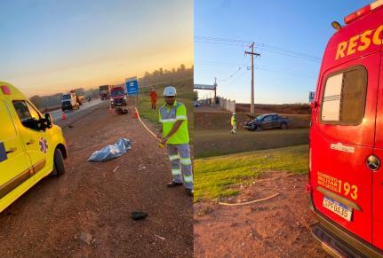 Acidente entre moto e Toro deixa um morto e dois feridos.