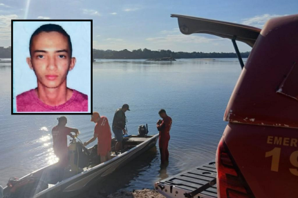 Corpo de jovem de 26 anos é encontrado dois dias após afogamento em rio.