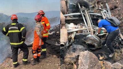 Motorista morre carbonizado após acidente entre carretas em Cáceres.