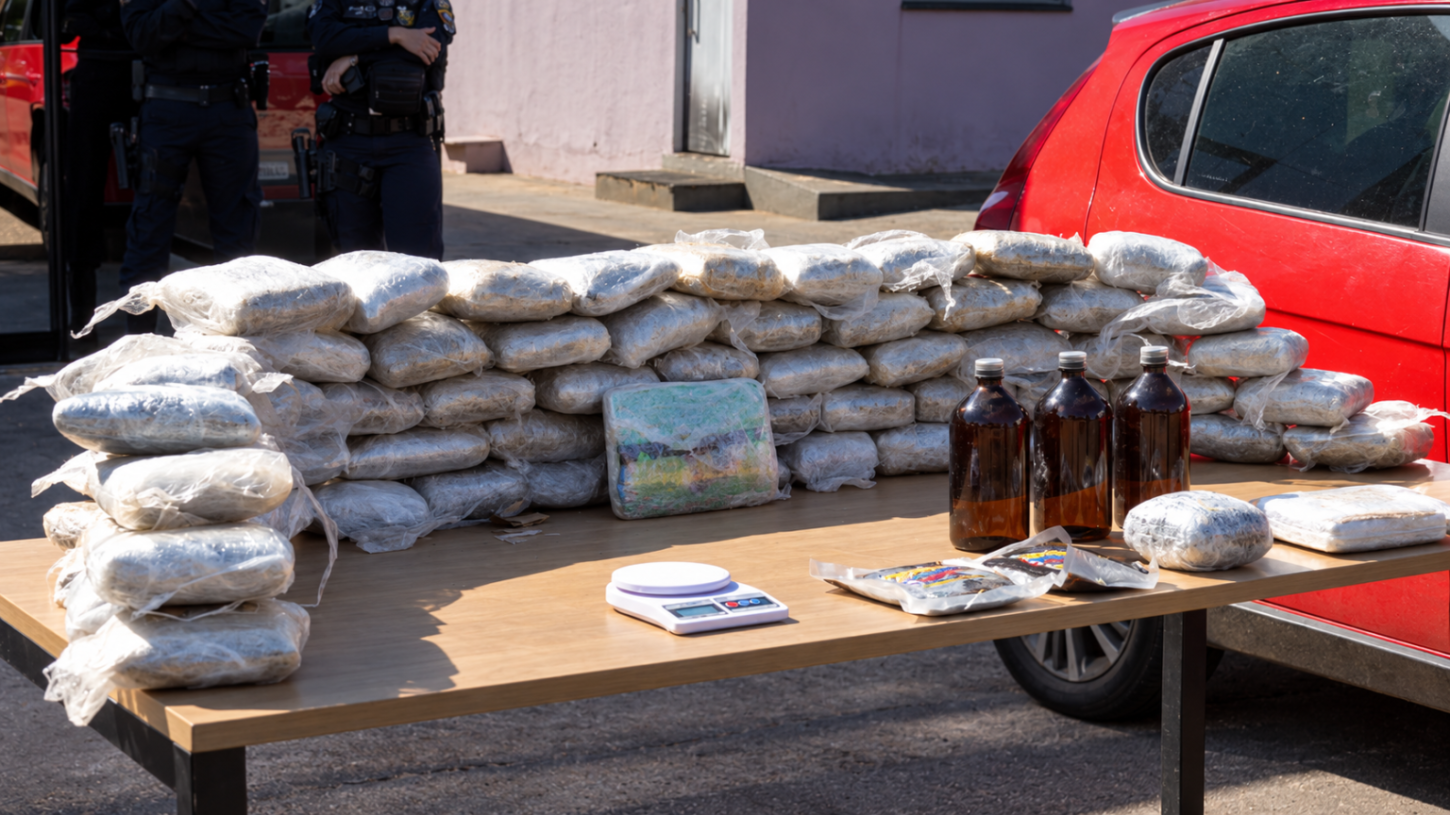 PM apreende 110 tabletes de drogas após encontrar entorpecentes em carro.