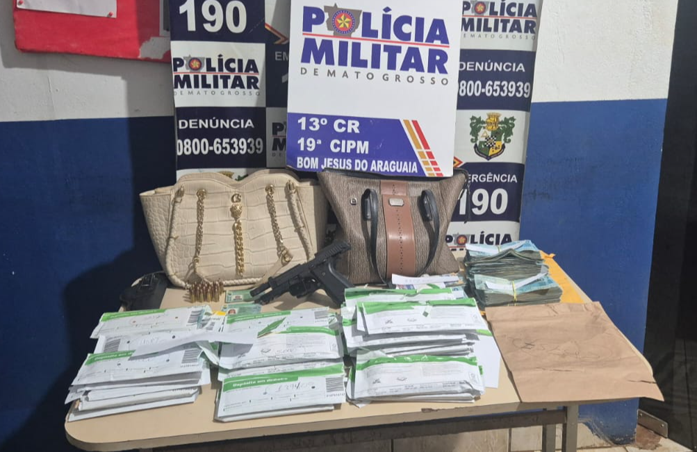 Polícia Militar prende casal com pistola roubada e R$ 283 mil em dinheiro.