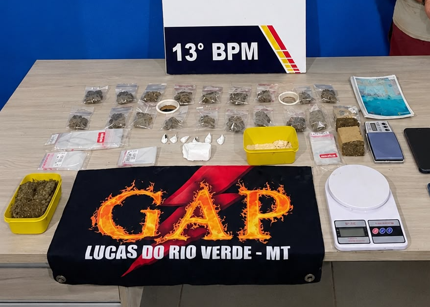 Polícia Militar prende homem com porções de maconha em borracharia.