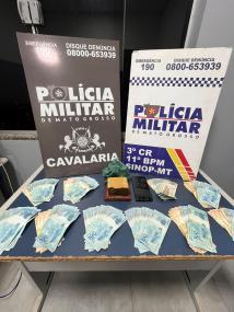 Traficante é preso com R$ 9,4 mil e com porção de maconha, ele tentou fugir a pé.