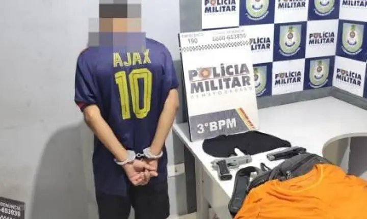 Assaltantes tenta roubar farmácia, um é preso com arma falsa.