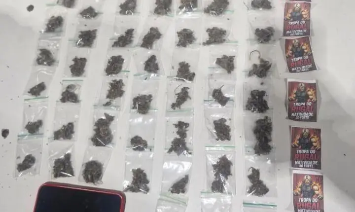 Cavalaria da PM apreende adolescente com diversas porções de maconha após perseguição policial.