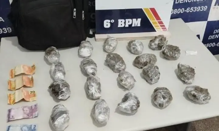 Dois faccionados são presos em flagrante pela Polícia Militar por tráfico de drogas.