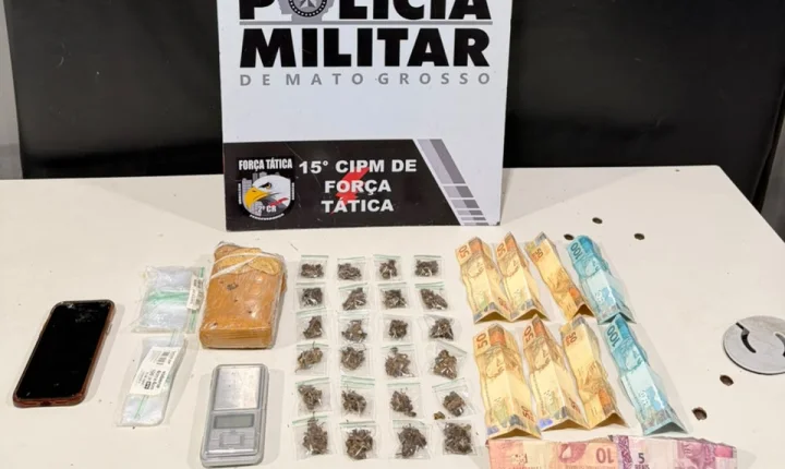 Força Tática apreende adolescente com tablete e porções de maconha.