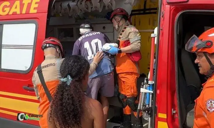 Homem de 41 anos é preso após agredir pai idoso de 81 anos e ameaçar atear fogo na vítima em Cáceres.