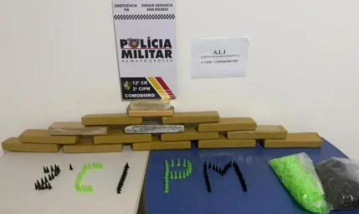 PM apreende 16 quilos de drogas em Comodoro.