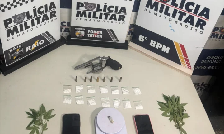 PM prende duas mulheres com revólver, pés de maconha e porções de cocaína.