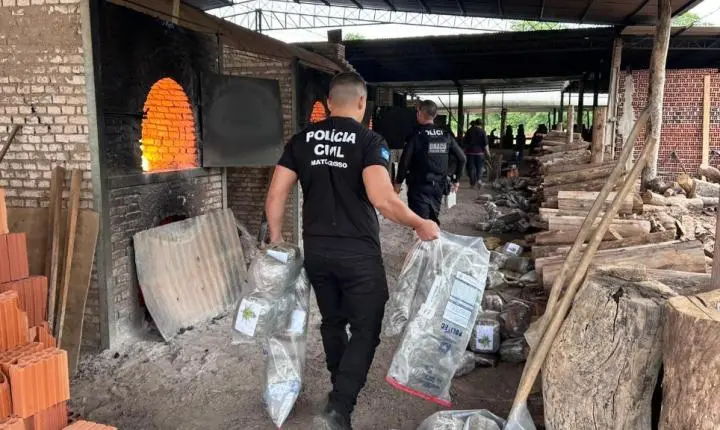 Polícia Civil destrói mais 400 quilos de entorpecentes em quinta incineração do ano em Cáceres.