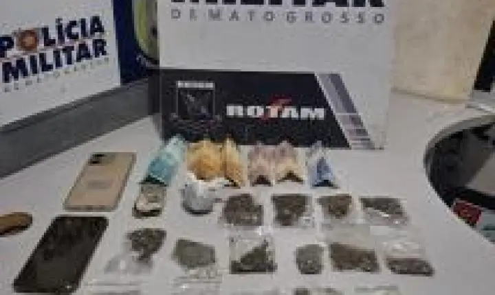 Rotam prende jovem com 20 porções de maconha e balança de precisão.